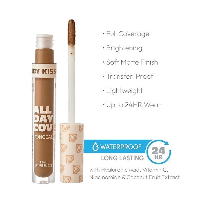 Ruby Kisses All Day Concealer Lightweight Full Coverage Multi-Use Concealer 0.13 Fl Oz (Deep Honey)-Velvo Beauty