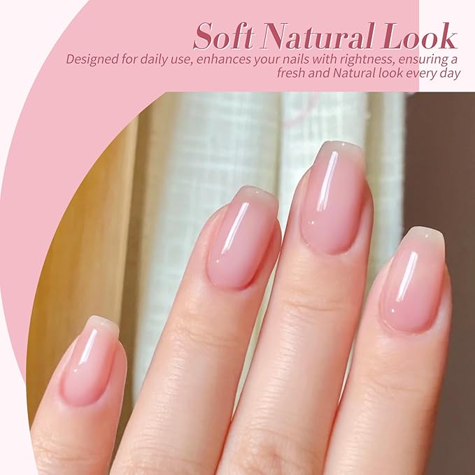 Born Pretty Jelly Pink Gel Nail Polish Set,Nude Pink Translucent Gel Polish,6 Transparent Sheer Colors Soak Off U V Light Cure Gel Polish Kit Nail Art Manicure DIY Kit Home Salon 7ML-Velvo Beauty