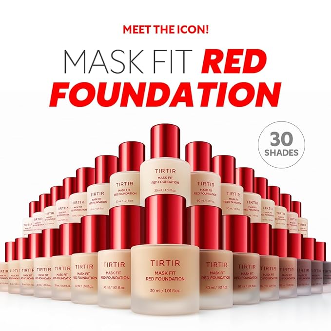 TIRTIR Mask Fit Red FoundationㅣLong Lasting Flawless Coverage, Energy Essence, Lightweight, Hydrating, Pore-Blurring, Breathable Satin Finish, Makeup, Radiant Skin, #24N Latte, 1.01 Fl Oz-Velvo Beauty