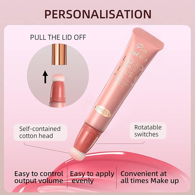 Liquid Blush Beauty Wand Matte Cream Blush Stick with Soft Cushion Applicator For Natural Cheek Tint Blendable Lightweight Long Lasting Dewy Finish makeup blush for Face(01 Nude Orange)-Velvo Beauty