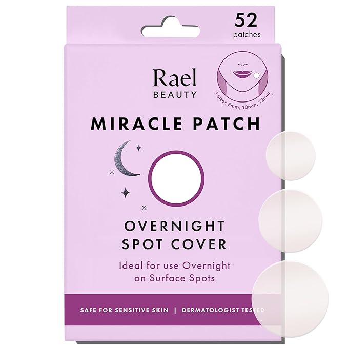 Rael Pimple Patches - Miracle Overnight Spot Cover, Thicker & Extra Adhesion, Hydrocolloid Acne Treatment for Face, Zits & Blemishes, Korean Skin Care, Vegan & Cruelty-Free, 3 Sizes (52 Count)-Velvo Beauty