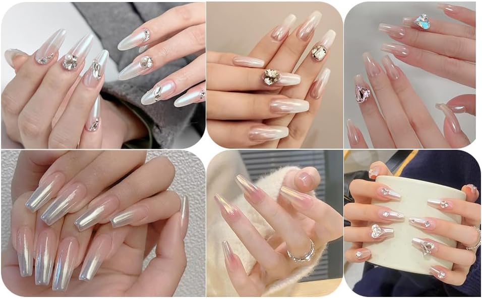 Artdone White Pearl Chrome Nail Powder,Iridescent Aurora Powder Metallic Mirror Effect Pigment Pearlescent Mermaid Pigment Pearl Glitter Dust Kit,Nail Art Decoration, Resin Craft-Velvo Beauty