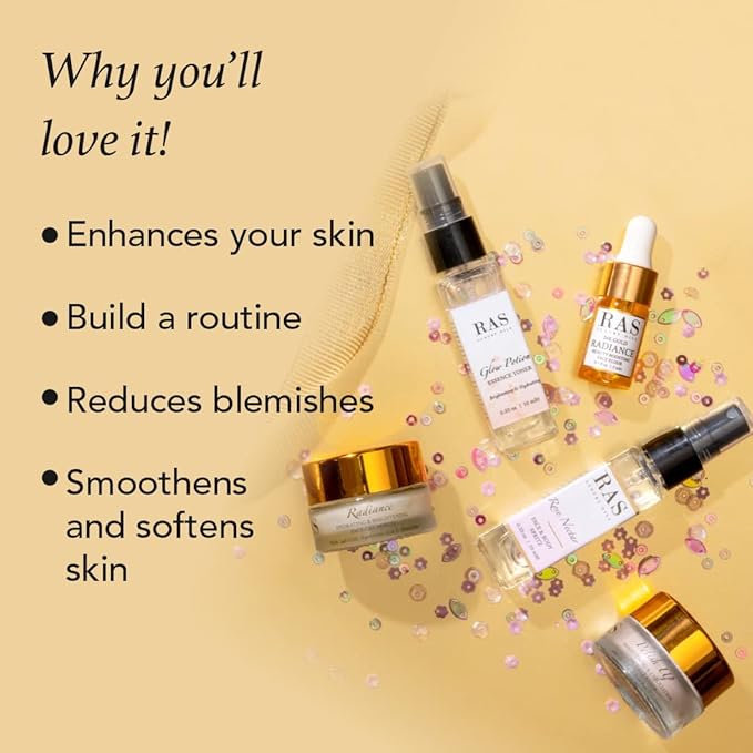 Quick Glow Kit, Hydrating Essence Toner, Exfoliating Face Cleanser, 24K Gold Face Elixir, Face Gel Serum, Face & Body Toner | Smoothens & Softens Skin, Deep Cleanser | Set of 5 - RAS LUXURY OILS-Velvo Beauty