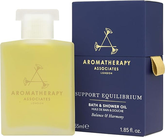 Aromatherapy Associates Support Equilibrium Bath and Shower Oil – Hydrating Oil with 3 Essential Oils to Uplift Mind, Body, and Spirit (1.86 oz)-Velvo Beauty