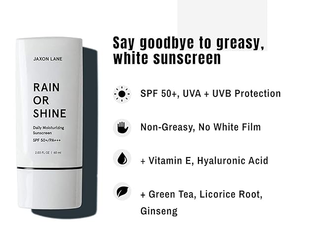 RAIN OR SHINE Anti Aging Face Sunscreen SPF 50 for Clear Skin w/Green Tea, Hyaluronic Acid, Vitamin E Oil, Ginseng, Licorice Root – SPF Moisturizer for Face & Body (Fragrance-Free, 2.03 Fl Oz, 4 pack)-Velvo Beauty