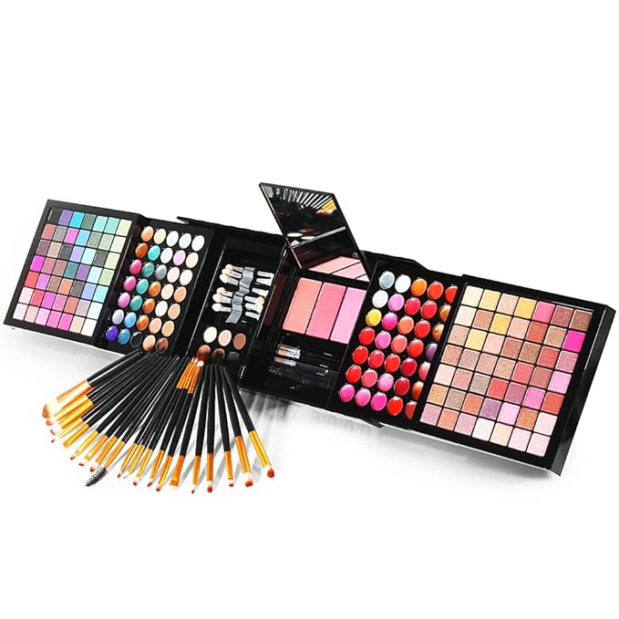 Teen Beginner Makeup Kit, Makeup Kit For Women Full Kit 177 Color Eyeshadow Palette Lipstick Set Lips Blush Foundation Eyebrow Powder With Mirror + 20pcs brush-Velvo Beauty