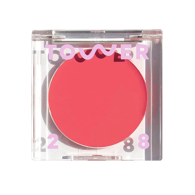 Tower 28 Beauty BeachPlease Cream Blush for Cheeks and Lips - Multi-Purpose Lip and Cheek Tint in Pink Blush - for Sensitive Skin – Color HAPPY HOUR, Luminous Finish-Velvo Beauty