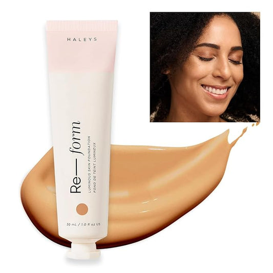 HALEYS Re-form Luminous Skin Foundation, VEGAN + CRUELTY-FREE, Blurs, Conceals, Blendable, Buildable Med-to-Full Coverage, Weightless, Oil-free, All-Day Wear, Hyaluronic Acid, All skin types (5.0)-Velvo Beauty
