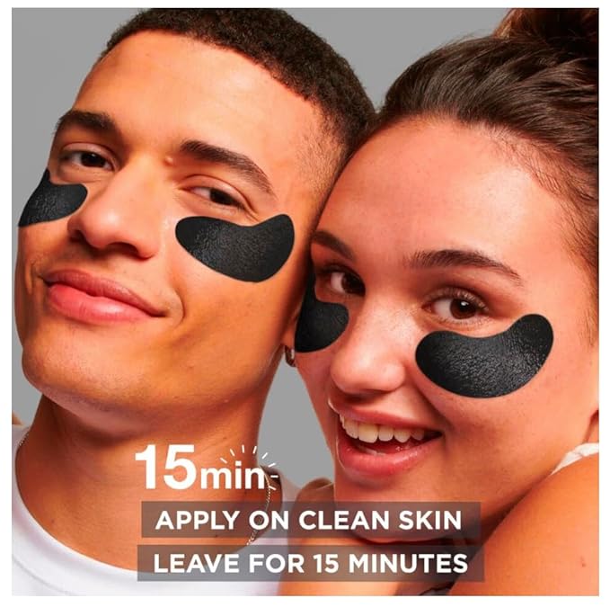 Garnier Charcoal Caffeine Depuffing Anti-Eye Bags Sheet Eye Mask (6 COUNT)-Velvo Beauty