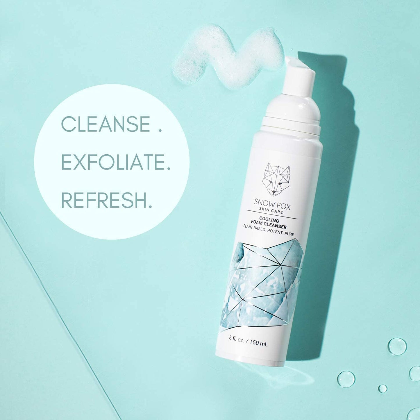 Snow Fox Cooling Foam Cleanser with Organic Aloe Vera Juice, 150 ml-Velvo Beauty