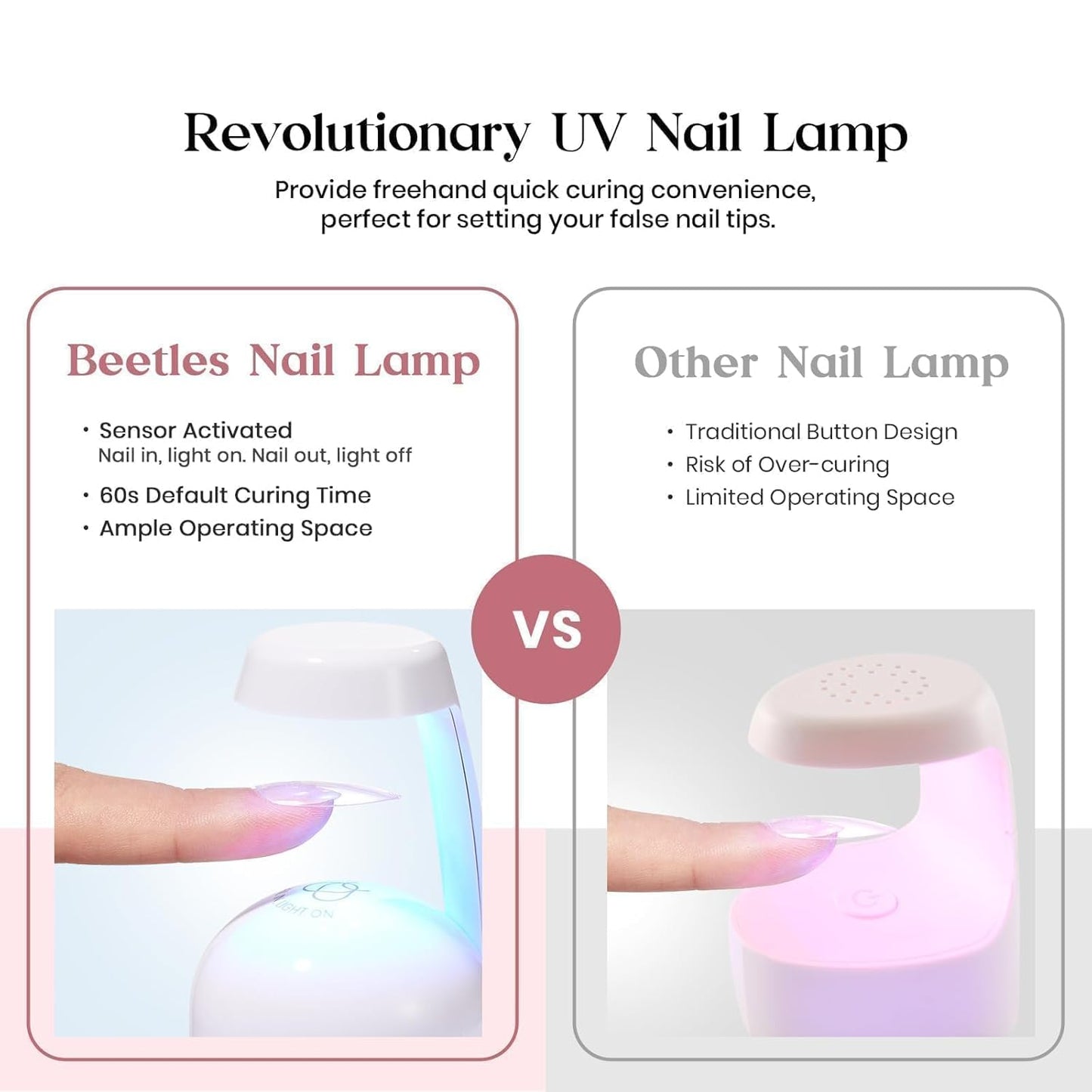 Beetles Gel Nail Kit Clear, Almond Medium, 600pcs 15 Sizes, with Pink Color Gel Top Coat 9 in 1 Glue Mini Nail Lamp, Fall Nails, Full Cover Easy Nail Extension Set for Home DIY Salon Gift for Women-Velvo Beauty