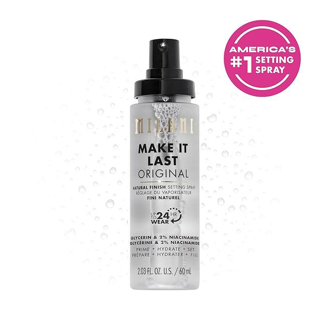 Milani Make It Last Original - Natural Finish Setting Spray 3-in-1 Setting Spray and Primer- Prime + Correct + Set Makeup Finishing Spray and Primer - Long Lasting Makeup Primer and Spray 2.03 Fl. Oz-Velvo Beauty