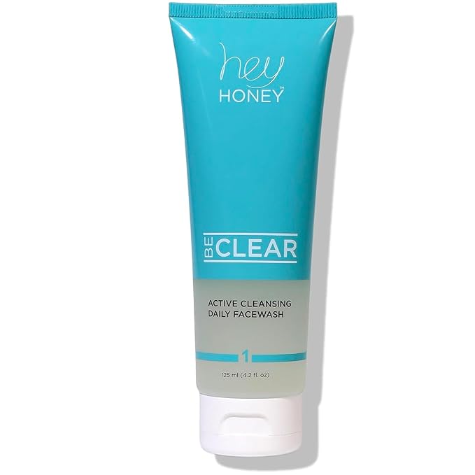 Hey Honey Skincare Be Clear Acne Routine | Daily Active Cleansing Face Wash | Youth & Young Adults, Blemishes Prone | Propolis & Gentle Exfoliating Acids | Fast & Long Lasting Oil Control | 5 fl oz-Velvo Beauty