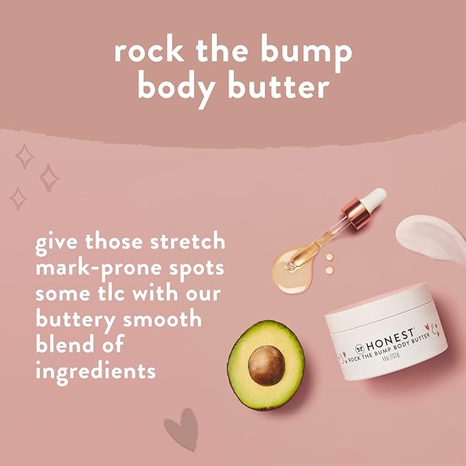 The Honest Company Honest Mama Body + Belly Bump Love Bundle | Moisturizing, Plant-Based Oil + Stretch Mark Butter Cream-Velvo Beauty