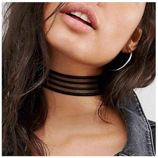 Bohemia Lace Choker Necklace Short Black Organza Necklace Gothic Wide Black Collar Necklace Punk Tattoo Choker Chain Necklace Jewelry for Women and Girls Gifts-Velvo Beauty