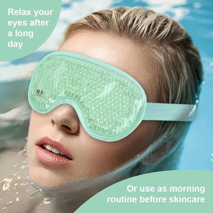 Cooling Eye Mask Gel Eye Mask Reusable Cold Eye Mask for Puffy Eyes, Eye Ice Pack Eye Mask with Soft Plush Backing for Dark Circles, Migraine, Stress Relief-Velvo Beauty