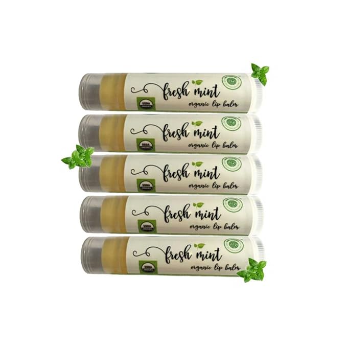 Organic Skin Care Kits Lip Balms Fresh Mint USDA Organic Certified, Nontoxic Chapstick and Paraben-free Skin Perfection 5 Pack-Velvo Beauty