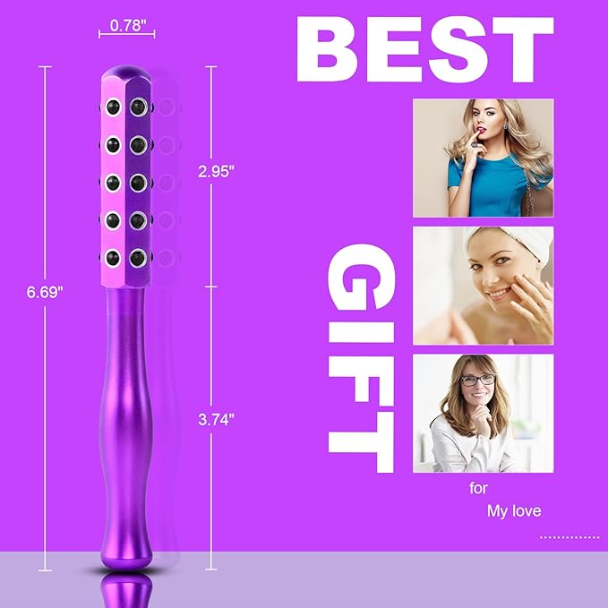 2025 Beauty Roller – Germanium Stone Face Sculpting Tool, Uplift Facial Massaging Beauty Tool, Firming Massage Wand for Skin Tightening, Portable Cooling & Sculpting (Purple)-Velvo Beauty