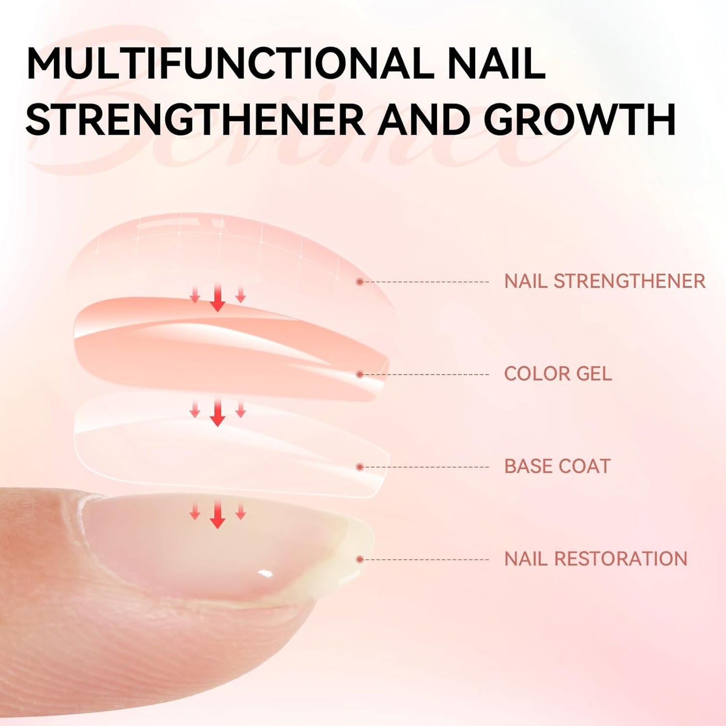 Nail Strengthener Natural Nails Hardener Extra Strong and Growth Nude Nail Repair Strengthening Polish Ridge Filler for Weak and Damaged Nails 12ML-Velvo Beauty