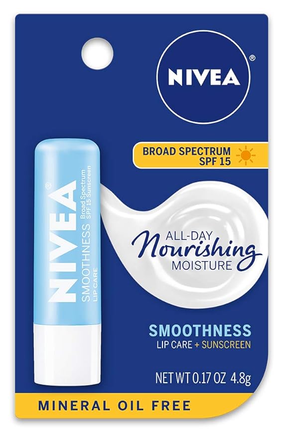 NIVEA Smoothness Lip Care SPF 15 Carded, 1 Count, Pack of 6-Velvo Beauty