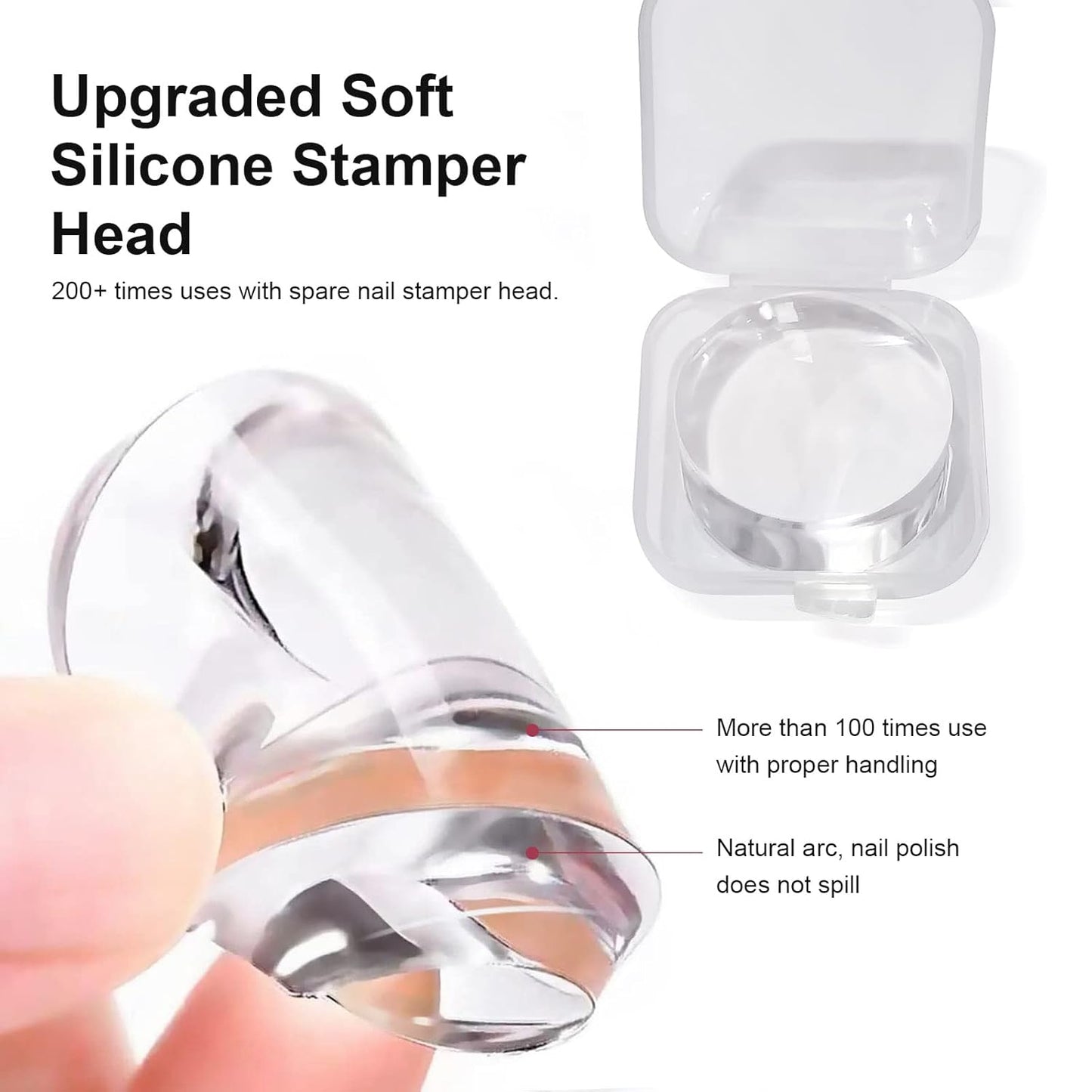 Nail Art Stamper Clear Silicone Nails Stamping Jelly with Scraper Transparent Visible Body DIY Manicure Nail Art Tool B-Velvo Beauty