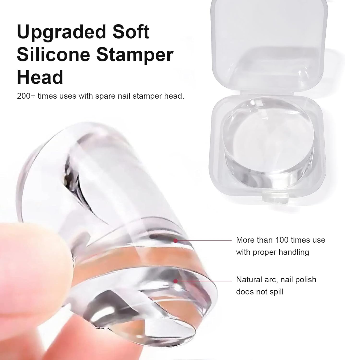 Nail Art Stamper Clear Silicone Nails Stamping Jelly with Scraper Transparent Visible Body DIY Manicure Nail Art Tool B-Velvo Beauty