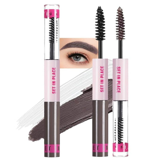 evpct 2-in-1 Tinted Brow Gel & Clear Brow Setting Glue Eyebrow Gel Kit - Strong Hold 24HR Waterproof Smudgeproof Eyebrow Makeup for Natural Soft Full Brows, Brows Enhancer Mascara Makeup - Dark Brown-Velvo Beauty