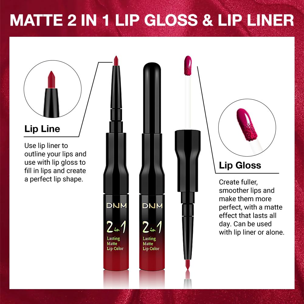 evpct 1Pcs Ruby Rose Red Matte Lip Liner & Liquid Lipstick Stain Makeup Set for Women, Red Lip Liner Stain Long Lasting Waterproof Smudge Proof, Cruelty Free Lip Stick Makeup 24 hours originales, 58-Velvo Beauty
