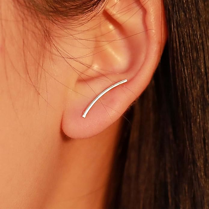 Boho Bar Ear Climber Earrings Gold Stick Studs Earrings Bar Ear Crawler Earrings Geometric Minimalist Earrings Jewelry for Women and Girls-Velvo Beauty