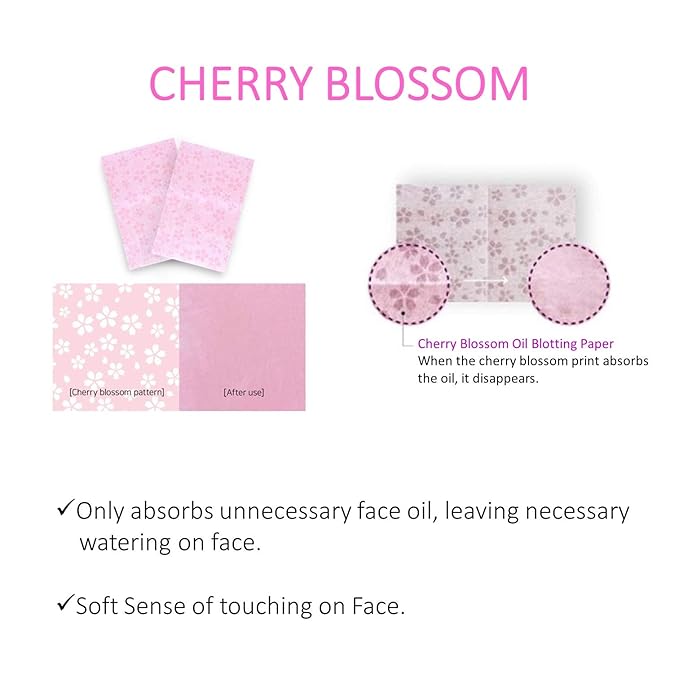 [100 Counts + Mirror Case] Cherry Blossom Natural Oil Blotting Paper for Face Korean with Mirror Case-Velvo Beauty