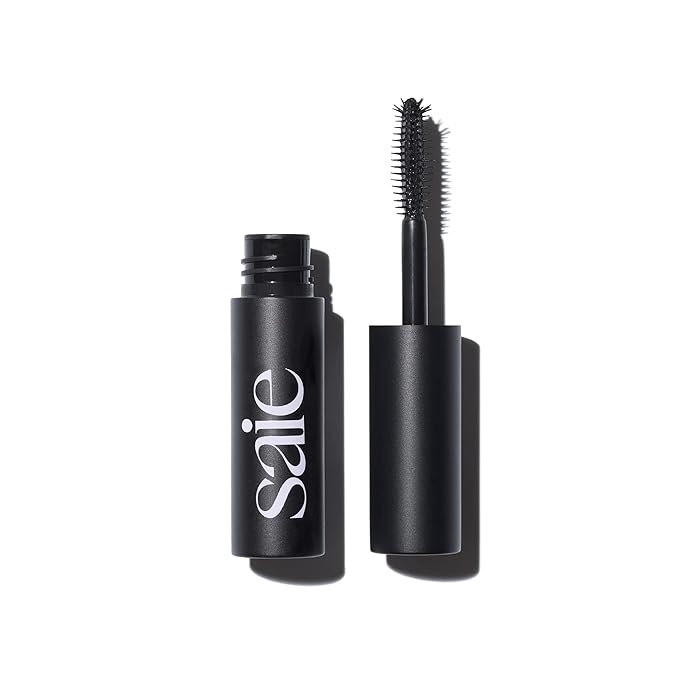 Saie Mini Mascara 101 - Lash Lengthening Mascara for Thick, Bold, Lifted Lashes - Buildable Eye Makeup Formulated to Strengthen and Condition with Rich Nutrients - Black (0.17 oz)-Velvo Beauty