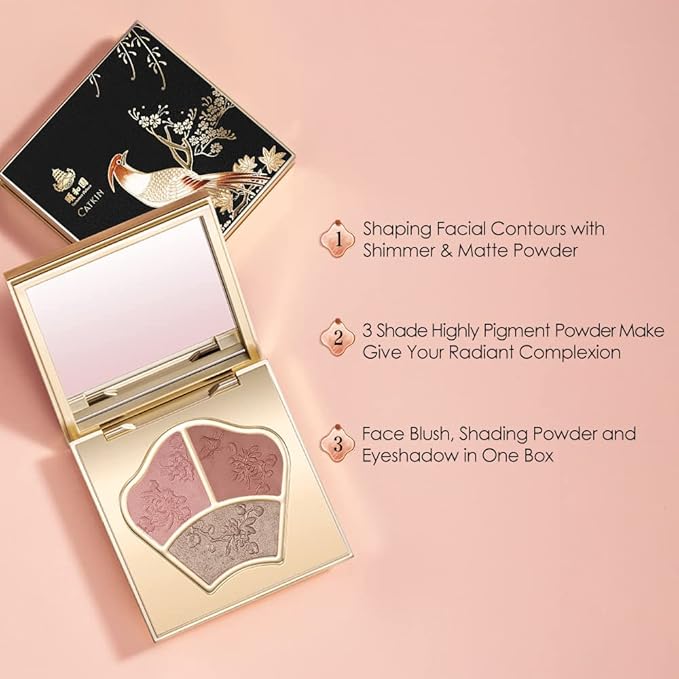 CATKIN Powder Blush Pink Nude Eyeshadow Palette Cheek Highlighter Makeup Palette (C01 Pink)-Velvo Beauty