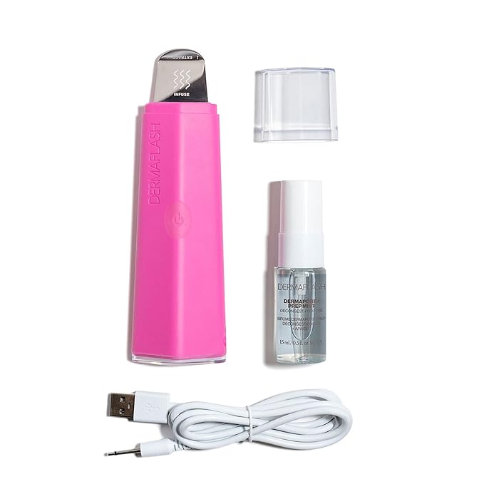 DERMAFLASH DERMAPORE+™ Ultrasonic 2-in-1 Pore Extractor and Serum Infuser, Pop Pink-Velvo Beauty
