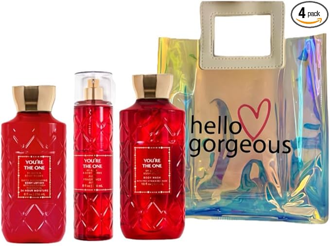 Bath & Body Works - 3 Piece Bundle - Spray - Body Lotion - Shower Gel - Full Size and Gift Bag HELLO GORGEOUS (You're The One)-Velvo Beauty