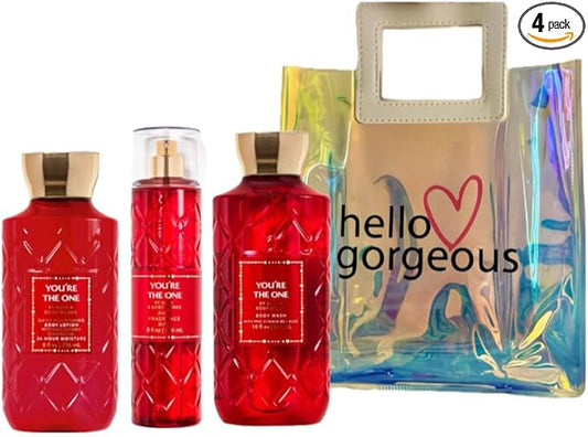Bath & Body Works - 3 Piece Bundle - Spray - Body Lotion - Shower Gel - Full Size and Gift Bag HELLO GORGEOUS (You're The One)-Velvo Beauty