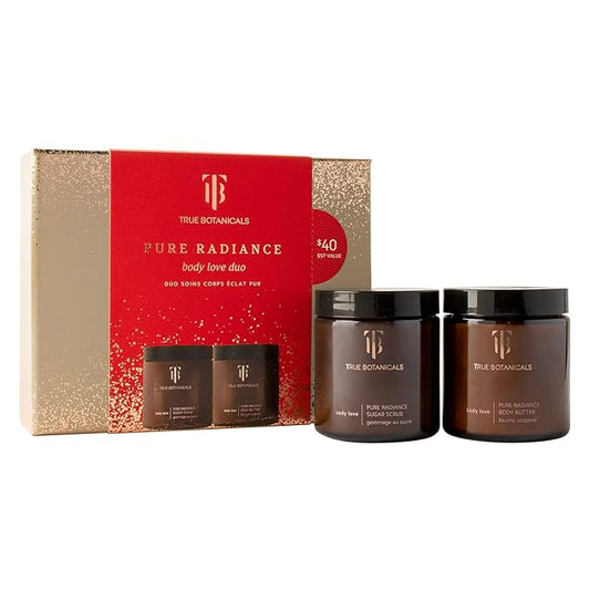 True Botanicals - Body Love Pure Radiance Duo | Non-Toxic, Cruelty-Free | Sugar Scrub & Body Butter, Exfoliate + Moisturize for Dewy Glow | MADE Safe-Velvo Beauty