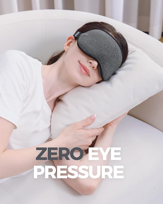 MZOO Luxury Sleep Mask for Back, Side Sleeper, Complete Light Blocking Sleeping Eye Mask Night Blindfold, 3D Zero Pressure & Spacious for Lash Extensions, Breathable Soft Eye Cover Flight Nap Travel-Velvo Beauty