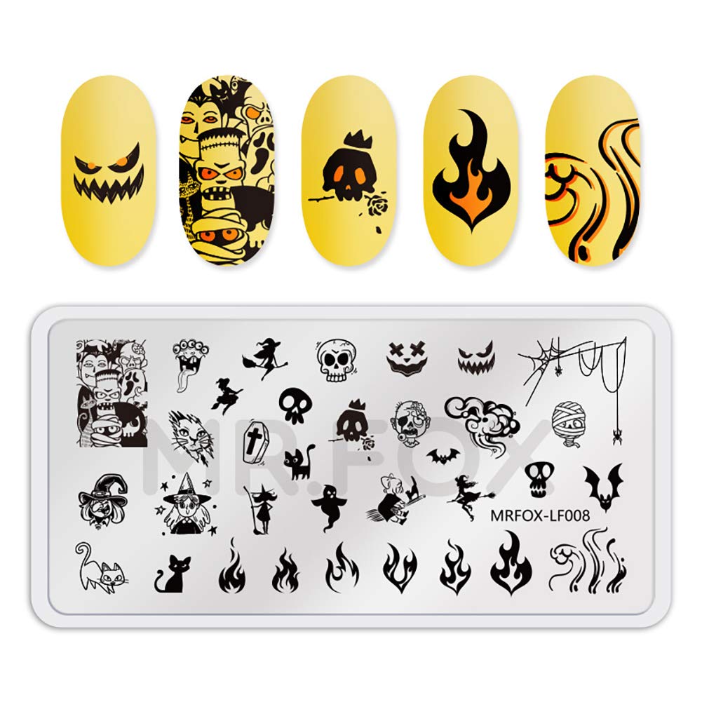 Mr. Fox Nail Printing Board Set Halloween Flame Leopard, Zebra and Snake Motifs Nail Art DIY Stamping Template-Velvo Beauty