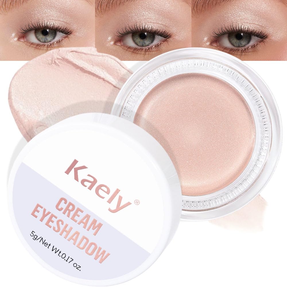 Kaely Single Cream Eyeshadow Pot, Pearl Translucent Eye Shadow for Older Women High Pigmented Waterproof, Natural Eyeshadow Palette Makeup Brightener, sombras en crema para ojos, Blendable, P06-Velvo Beauty