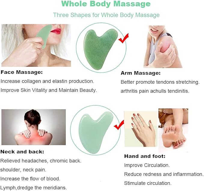 Ditind Gua Sha, Jade Stone Gua Sha Massage Tool, Guasha Tool for Face and Body Skin Massage. Gua Sha Set for Toxins Prevents Wrinkles for SPA Acupuncture, Therapy Trigger Point Treatment.-Velvo Beauty