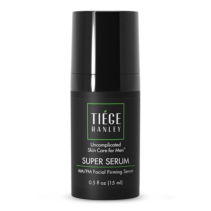 Tiege Hanley Anti-Aging Face Serum, SUPER SERUM (1-Pack) - Skin Tightening Facial Serum for Men - Mens Serum For Face with Sodium Hyaluronate & Retinyl Palmitate for Smoother & Tighter Skin, 0.5 Fl Oz-Velvo Beauty