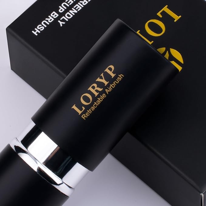 LORYP Retractable Makeup Brush Matte Black Kabuki Foundation Brush for liquid Cream and Powder Makeup 2 Pack Travel Makeup Brush Set-Velvo Beauty