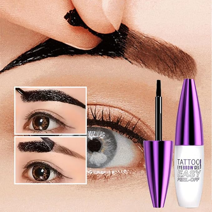 Peel Off Tattoo Brow Tint Gel - 2pcs Gray Brown Eyebrow Kit, Waterproof, Transfer-Proof & Sweatproof, Quick Peel Formula for Natural Fuller Brows, Mother’s Day Gifts for Women All Skin Types-Velvo Beauty