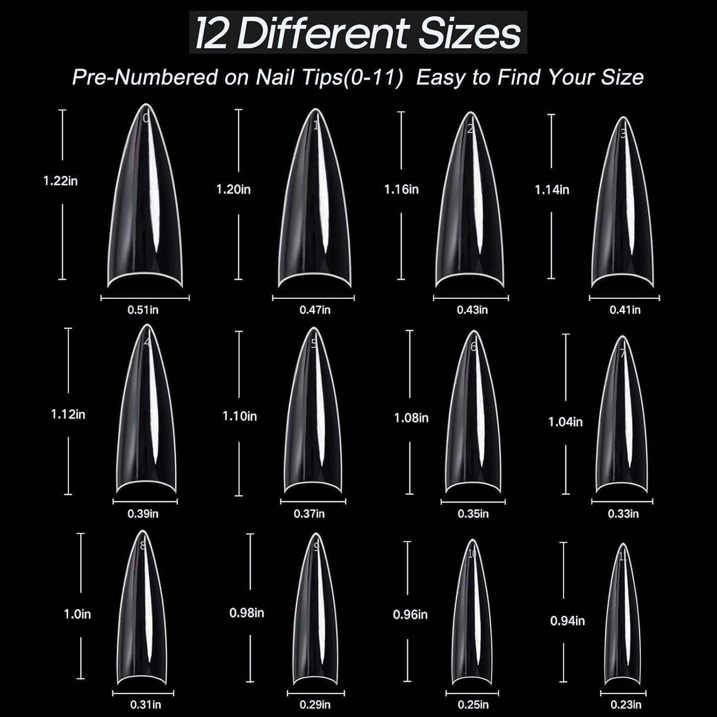 Ranrose 120PCS Short Nail Tips,Short Soft Gel Stiletto Nail Tips Half Cover False Nail Almond Shape Point Acrylic Sharp Artificial False Nail For DIY-Velvo Beauty