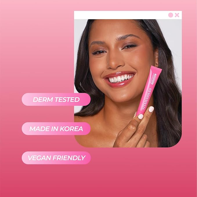 Vitamasques Lip Butter Balm Strawberry, Korean Lip Balm - Peptide Lip Treatment - Lip Balm Hydrating - Light Tinted Lip balm - Made in Korea - 0.33 fl.oz-Velvo Beauty