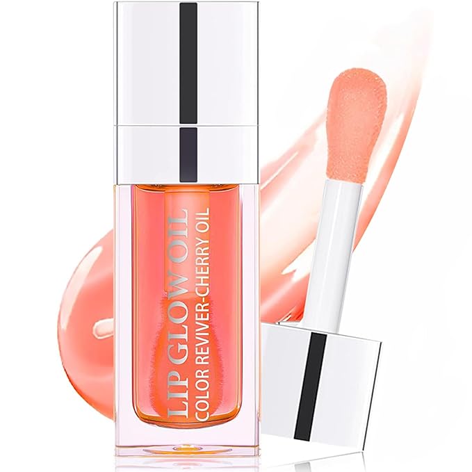 Plumping Lip Oil, Moisturizing Lip Glow Oil, Long Lasting Nourishing Lip Gloss Lip Balm, Non-sticky Transparent Toot Lip Oil Tinted for Lip Care and Dry Lip - Pink-Velvo Beauty