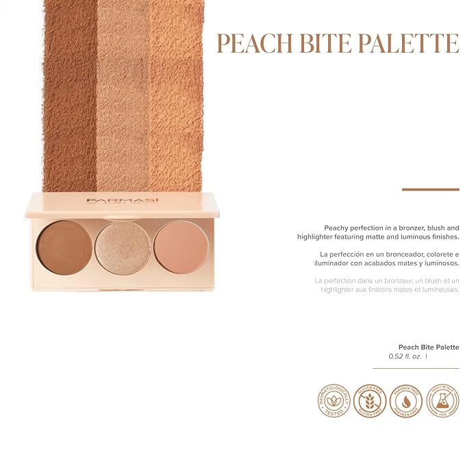 FARMASI- PEACH BITE bronzer- 3 in 1 PALETTE-Velvo Beauty