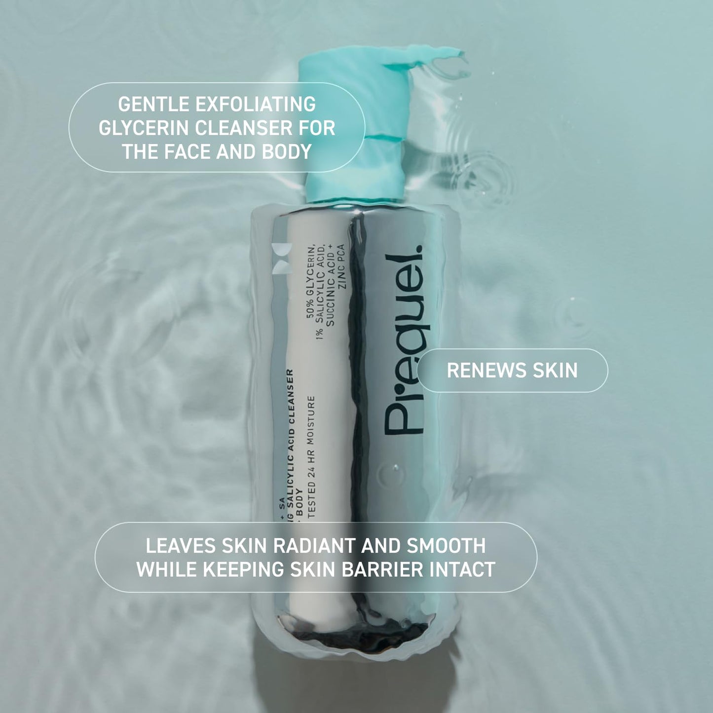 Skin Gleanser SA, Moisturizing Glycerin Face Wash,1% Salicylic Acid Face Cleanser, Unscented and Combination Skin Face Soap, 13.5 ounce (each) Pump Bottles - 6.75 fluid ounce (Pack of 2)-Velvo Beauty