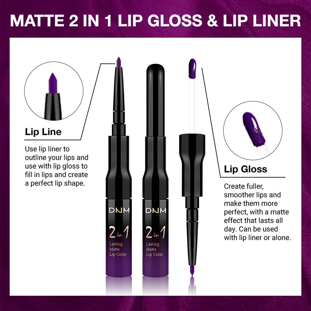 evpct 1Pcs Purple Matte Lip Liner & Liquid Lipstick Stain Makeup Set for Women, Purple Lip Liner Stain Long Lasting Waterproof Smudge Proof, Cruelty Free Lip Stick Makeup 24 hours originales, 52-Velvo Beauty
