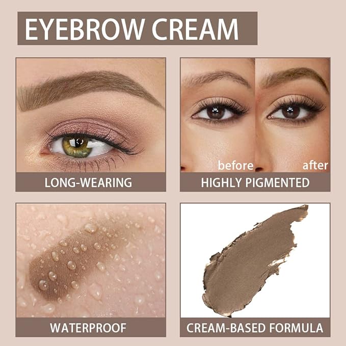 evpct Taupe Eyebrow Powder Pomade Gel Shaper Makeup Kit with Dual-ended Brush, Eyebrow Stencil Kit for Women Shaping, Eye Brow Pomade Stencil Shaper Tinting kits for Women, Long Lasting Waterproof-Velvo Beauty